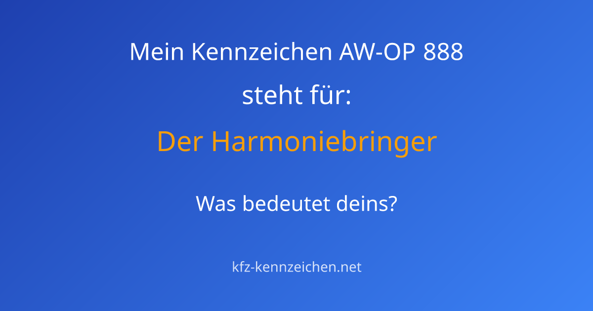 Numerologie-Analyse für Kennzeichen AW-OP 888