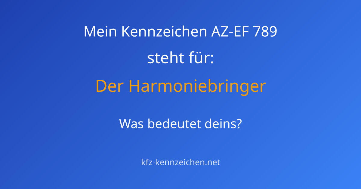 Numerologie-Analyse für Kennzeichen AZ-EF 789