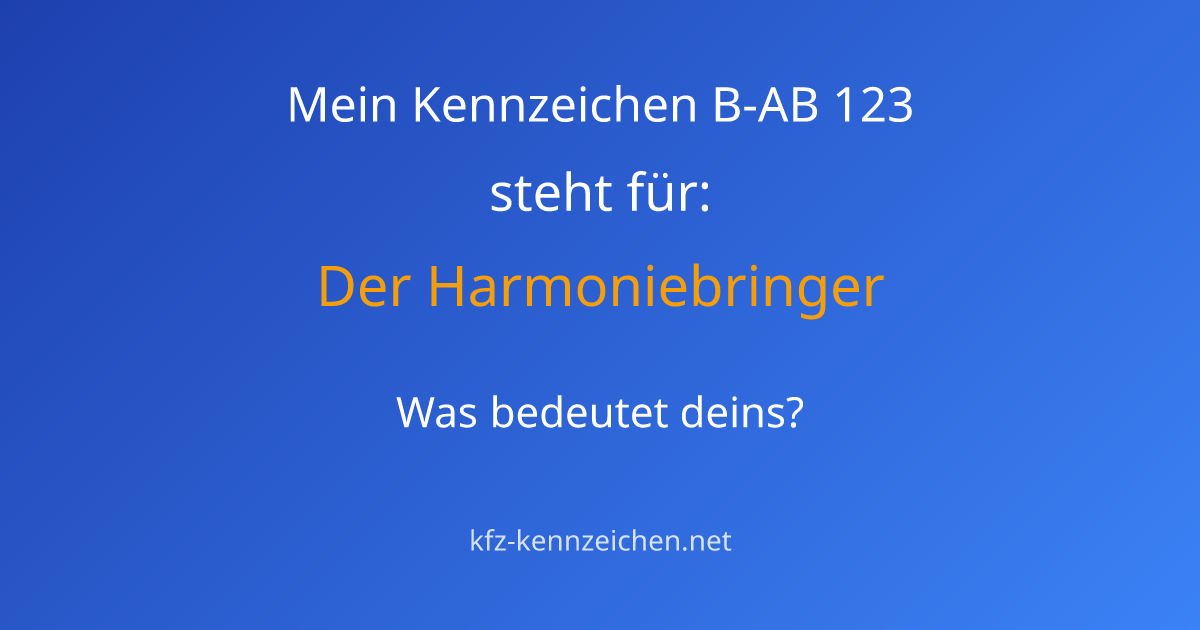 Numerologie-Analyse für Kennzeichen B-AB 123