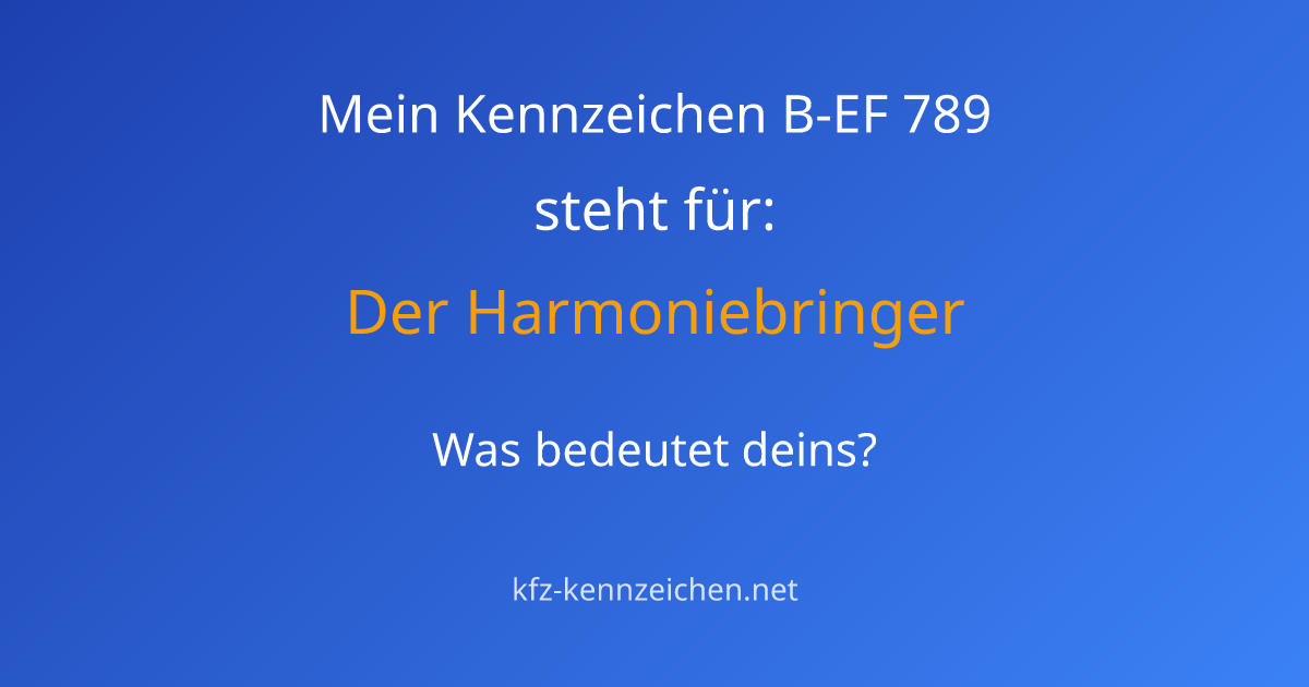 Numerologie-Analyse für Kennzeichen B-EF 789