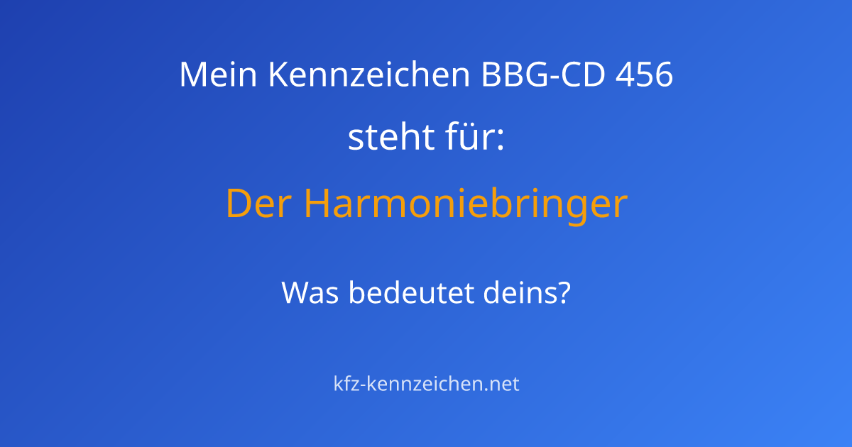 Numerologie-Analyse für Kennzeichen BBG-CD 456