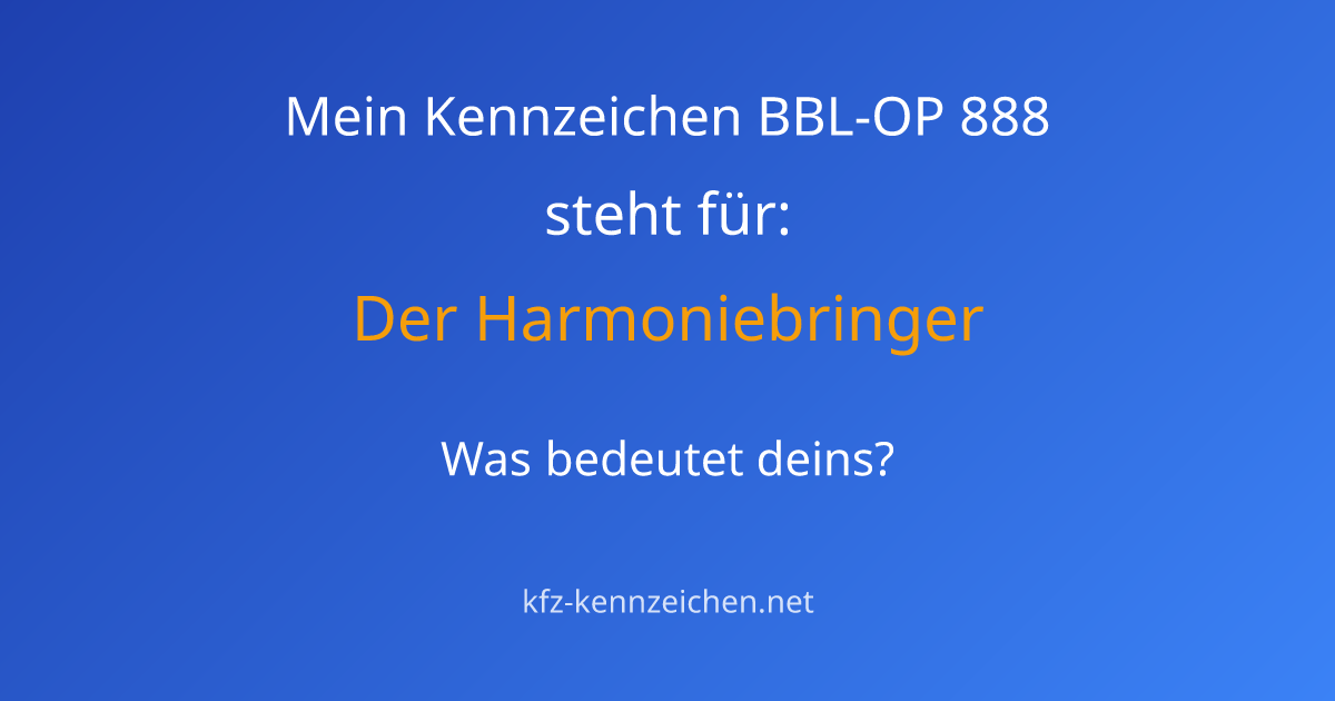 Numerologie-Analyse für Kennzeichen BBL-OP 888
