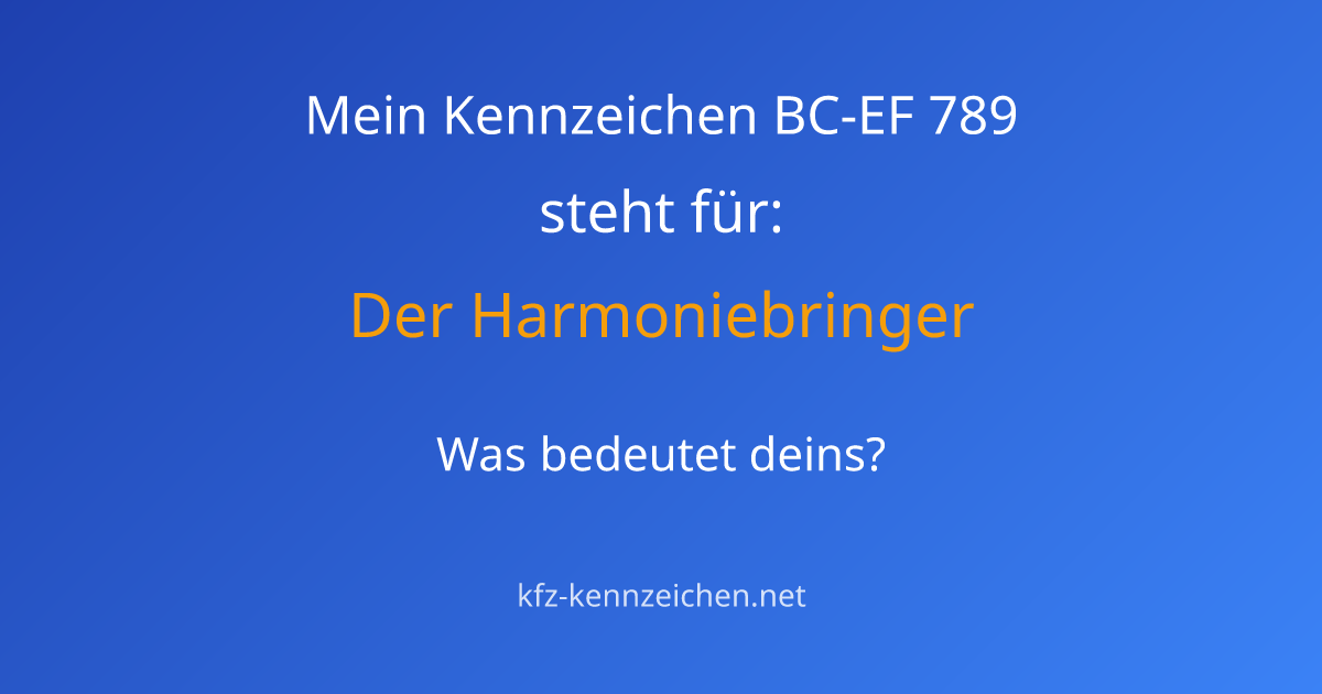 Numerologie-Analyse für Kennzeichen BC-EF 789