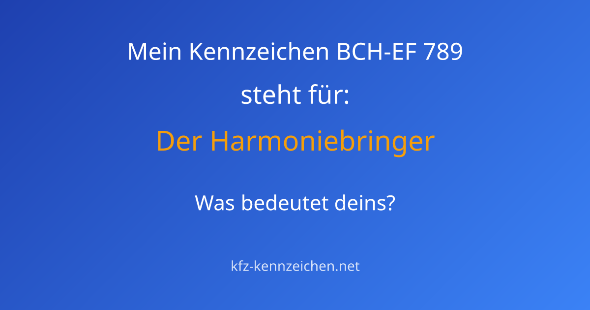 Numerologie-Analyse für Kennzeichen BCH-EF 789