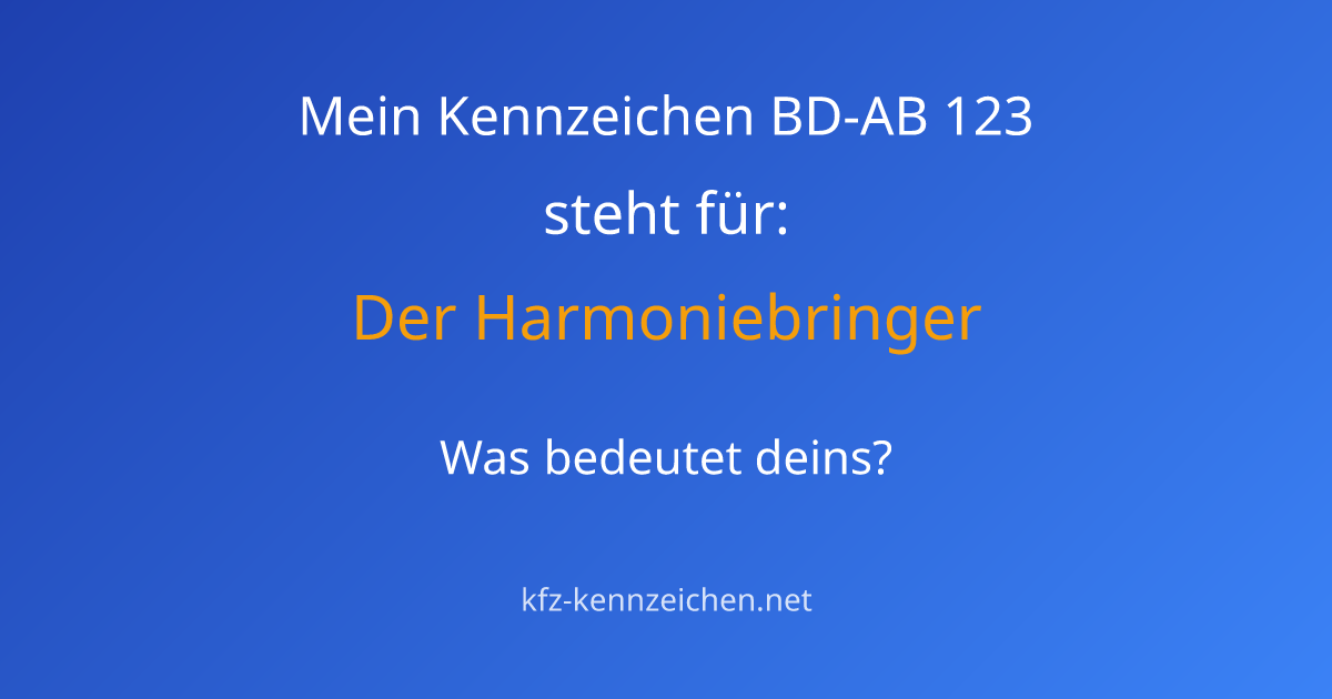 Numerologie-Analyse für Kennzeichen BD-AB 123