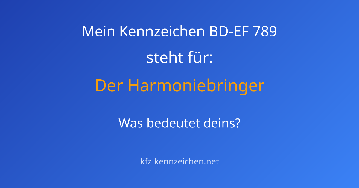 Numerologie-Analyse für Kennzeichen BD-EF 789