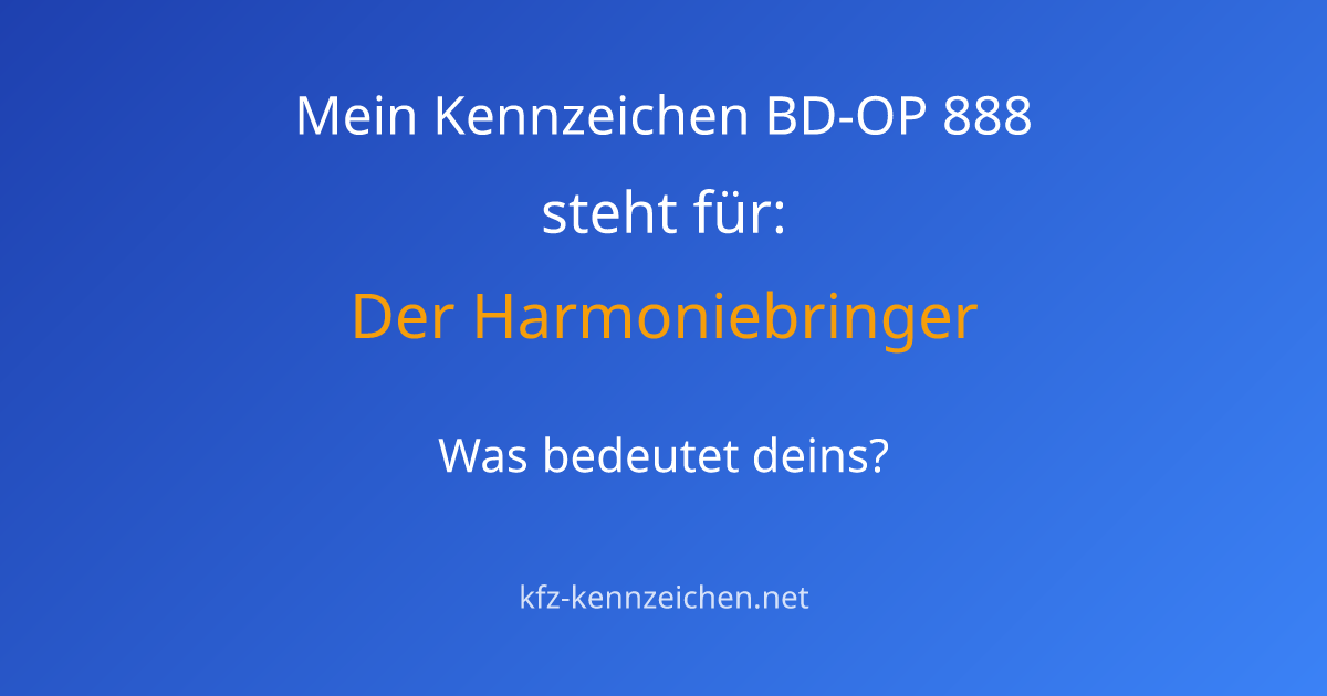 Numerologie-Analyse für Kennzeichen BD-OP 888