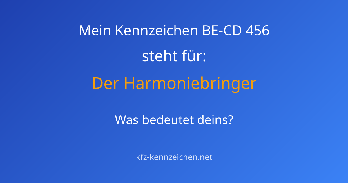 Numerologie-Analyse für Kennzeichen BE-CD 456