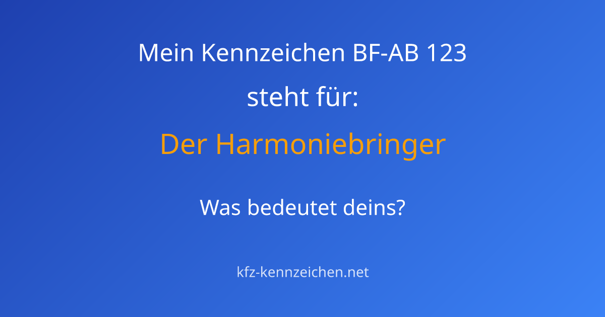 Numerologie-Analyse für Kennzeichen BF-AB 123