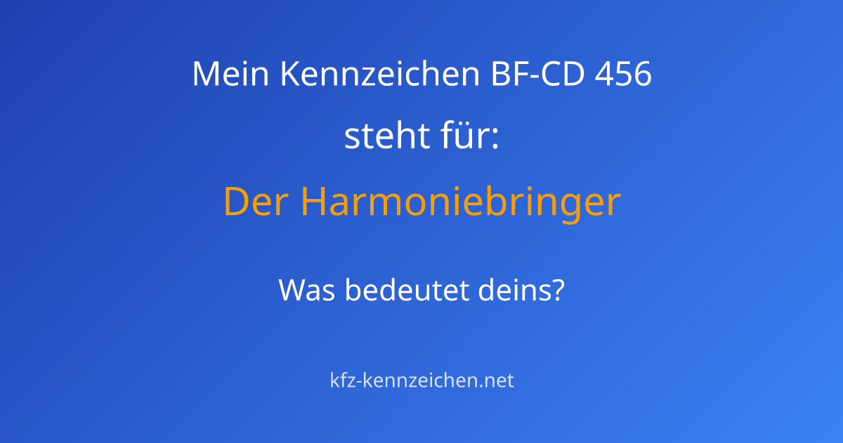 Numerologie-Analyse für Kennzeichen BF-CD 456