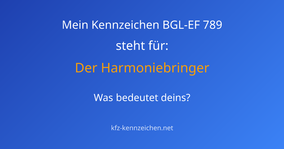 Numerologie-Analyse für Kennzeichen BGL-EF 789