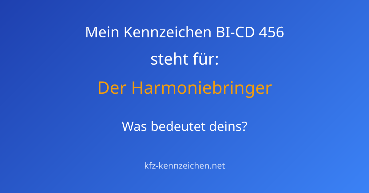 Numerologie-Analyse für Kennzeichen BI-CD 456