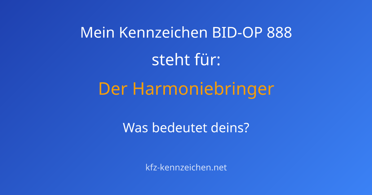 Numerologie-Analyse für Kennzeichen BID-OP 888