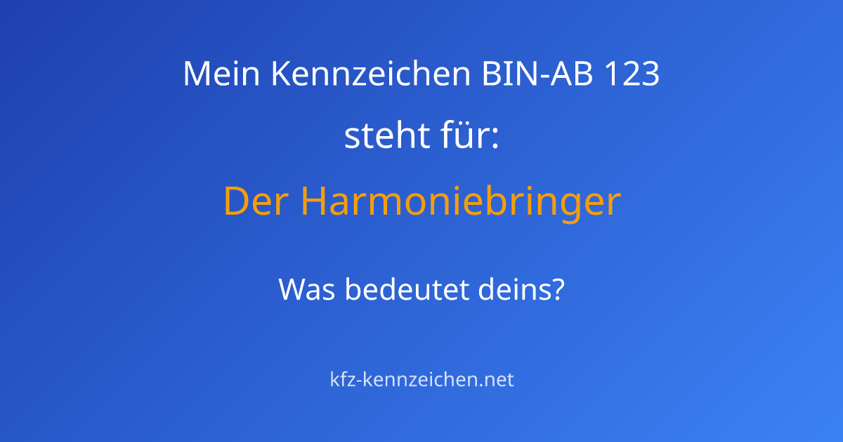 Numerologie-Analyse für Kennzeichen BIN-AB 123