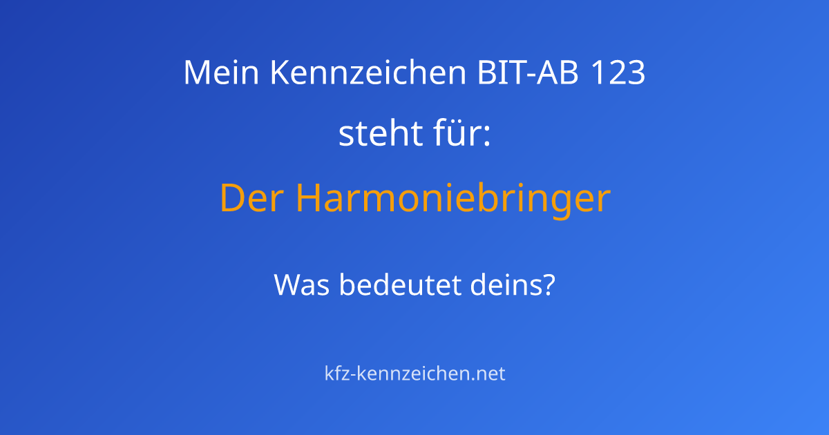 Numerologie-Analyse für Kennzeichen BIT-AB 123