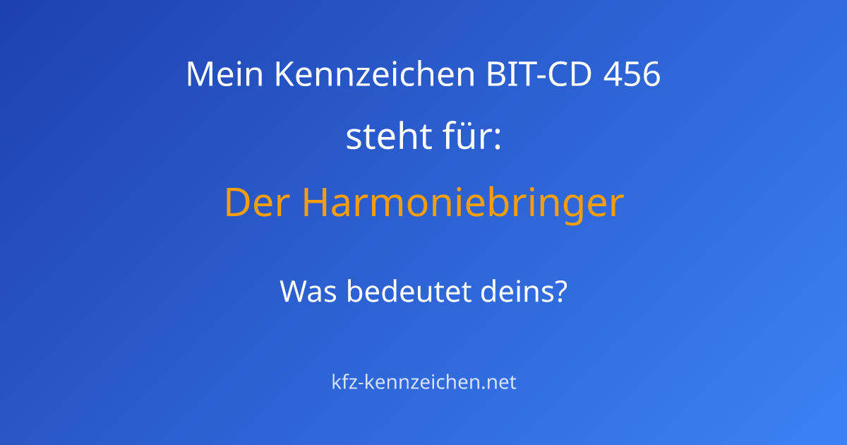 Numerologie-Analyse für Kennzeichen BIT-CD 456