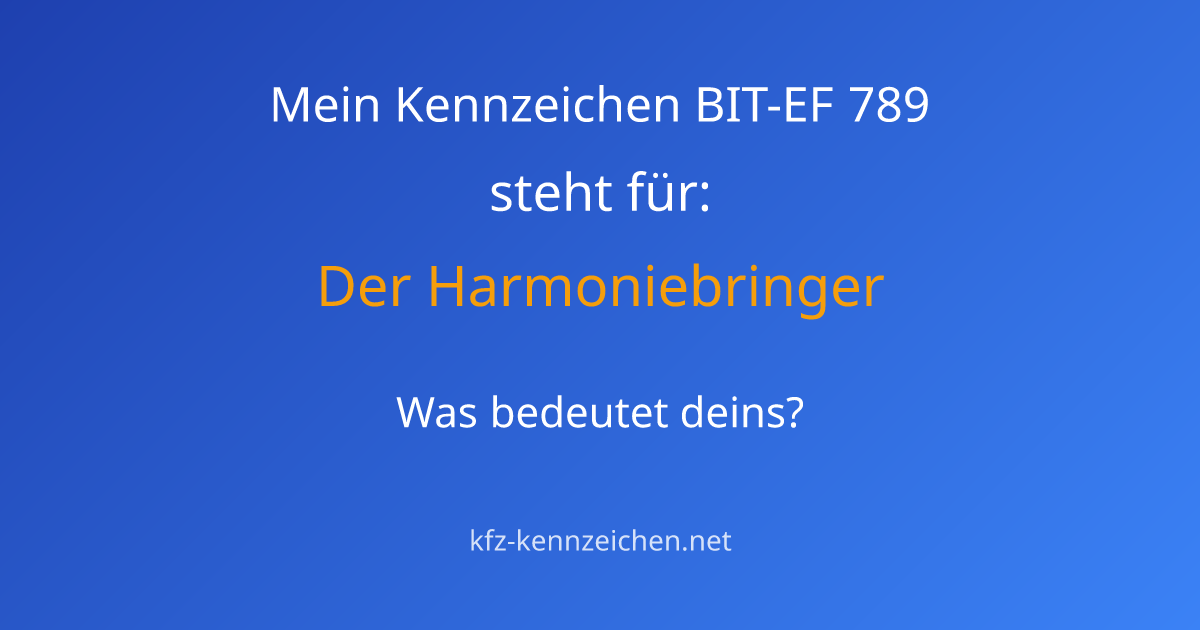 Numerologie-Analyse für Kennzeichen BIT-EF 789