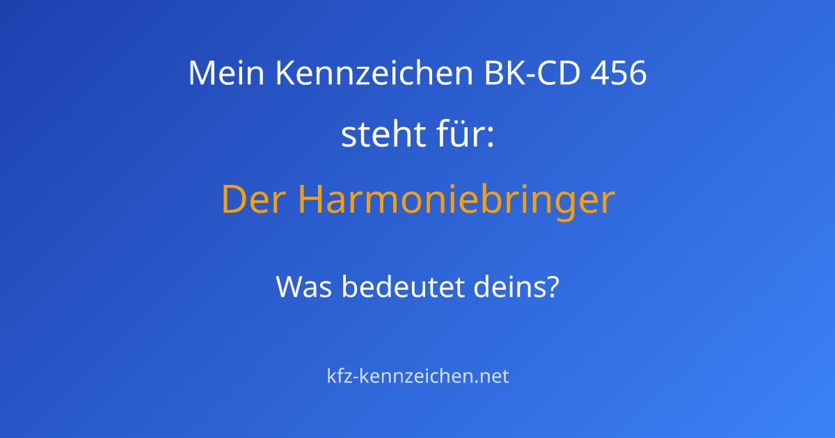 Numerologie-Analyse für Kennzeichen BK-CD 456