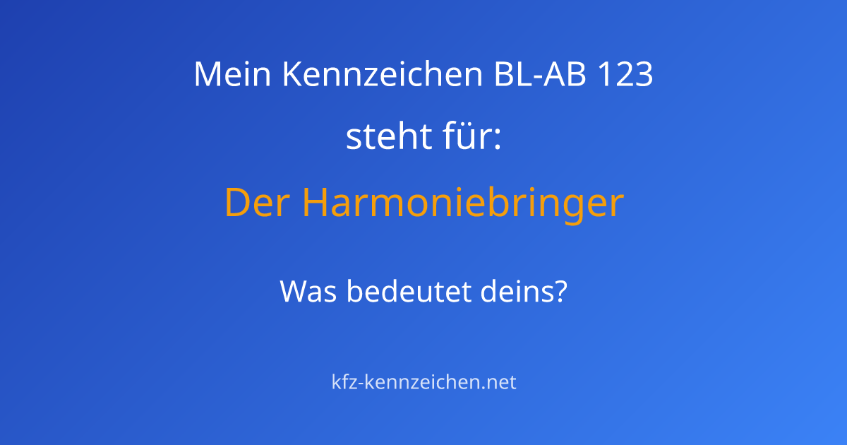 Numerologie-Analyse für Kennzeichen BL-AB 123