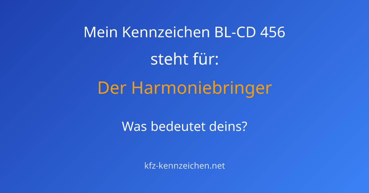 Numerologie-Analyse für Kennzeichen BL-CD 456