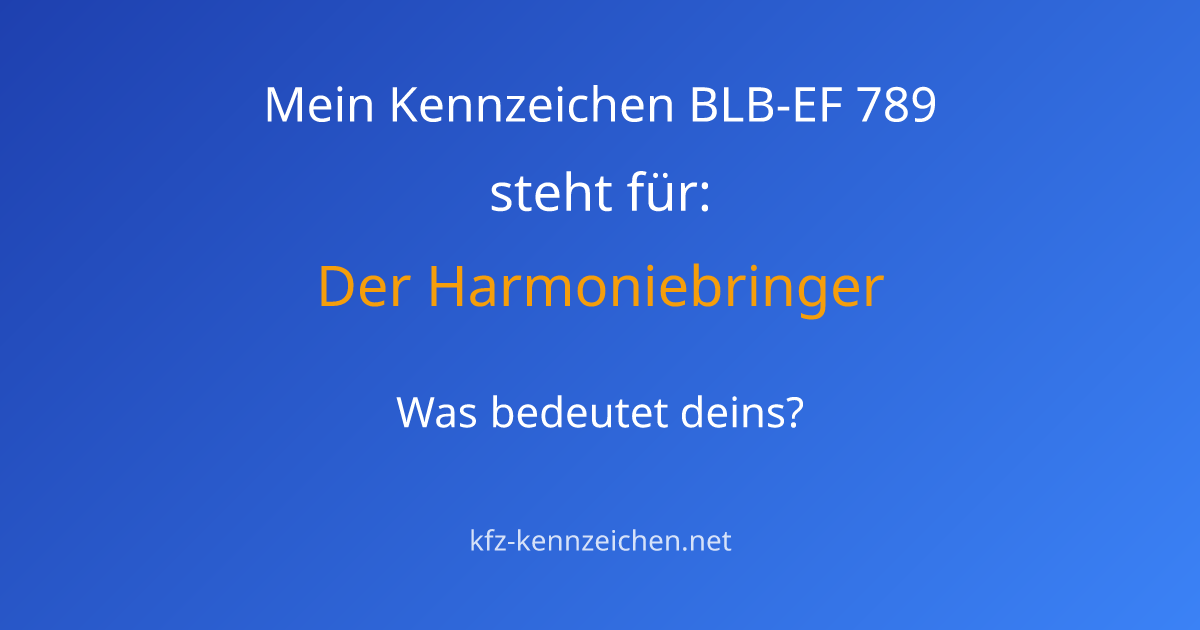Numerologie-Analyse für Kennzeichen BLB-EF 789
