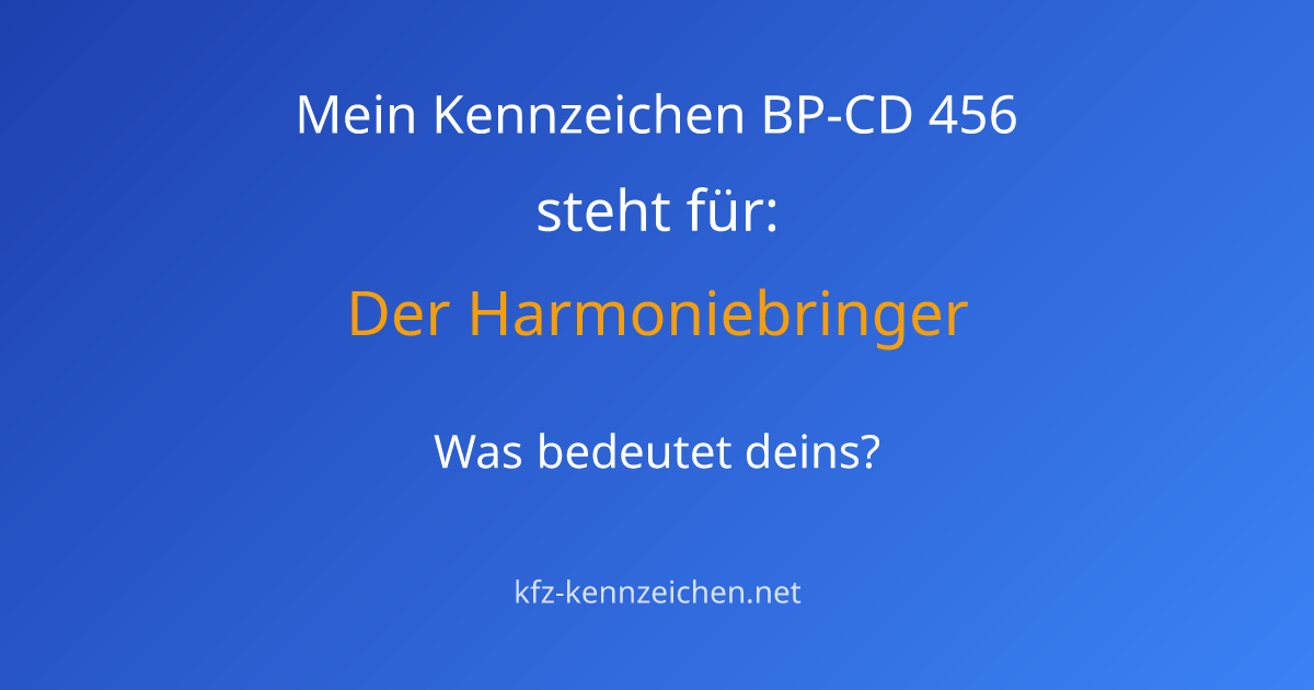 Numerologie-Analyse für Kennzeichen BP-CD 456