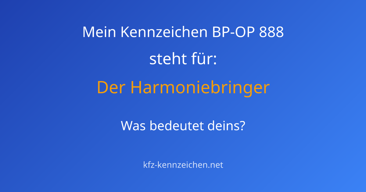 Numerologie-Analyse für Kennzeichen BP-OP 888