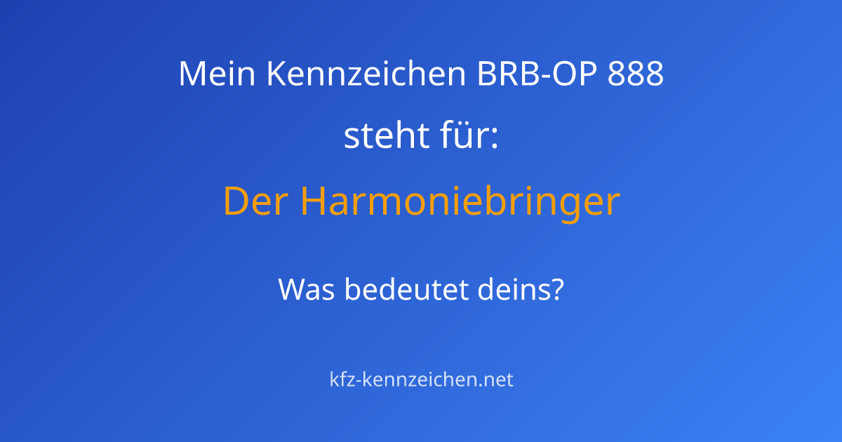 Numerologie-Analyse für Kennzeichen BRB-OP 888