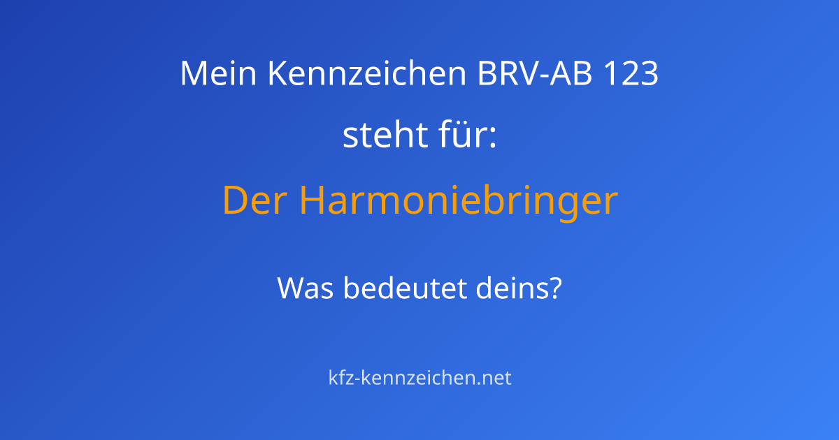 Numerologie-Analyse für Kennzeichen BRV-AB 123