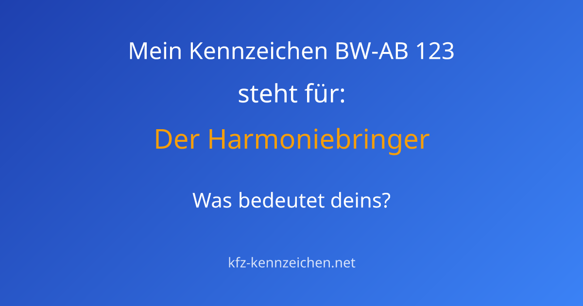 Numerologie-Analyse für Kennzeichen BW-AB 123