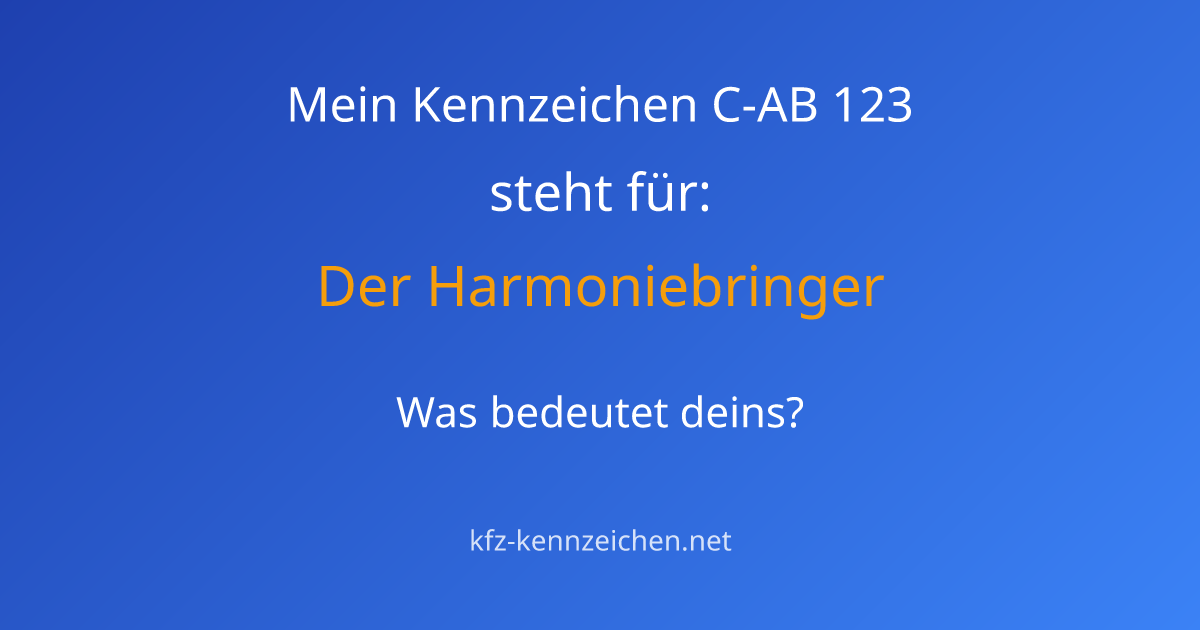 Numerologie-Analyse für Kennzeichen C-AB 123