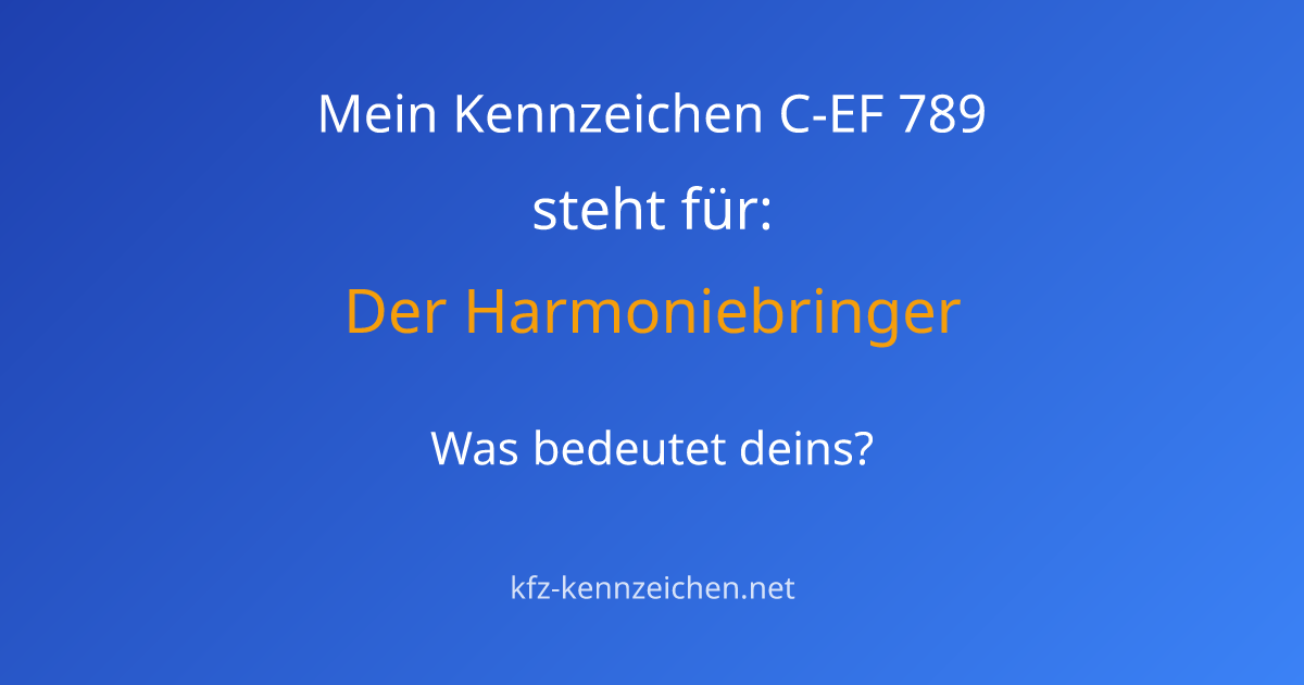 Numerologie-Analyse für Kennzeichen C-EF 789