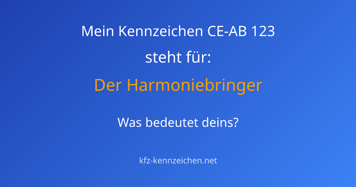 Numerologie-Analyse für Kennzeichen CE-AB 123