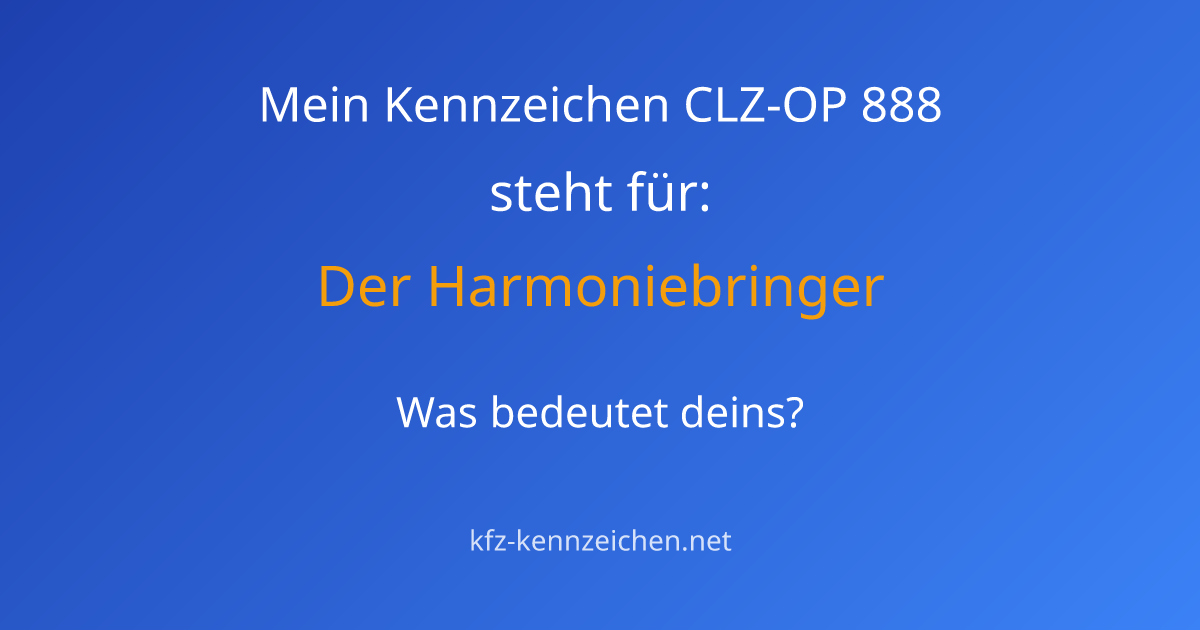 Numerologie-Analyse für Kennzeichen CLZ-OP 888