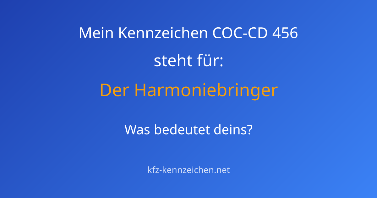 Numerologie-Analyse für Kennzeichen COC-CD 456