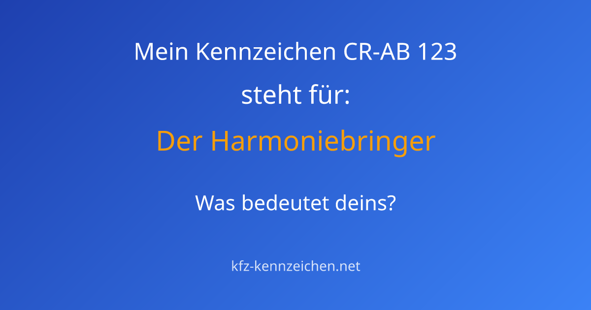 Numerologie-Analyse für Kennzeichen CR-AB 123