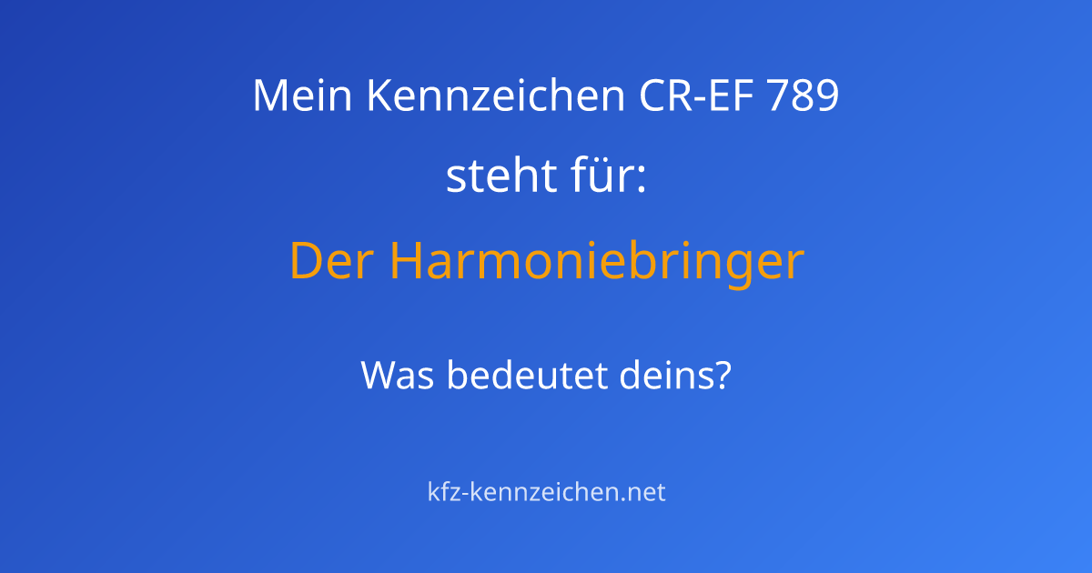 Numerologie-Analyse für Kennzeichen CR-EF 789