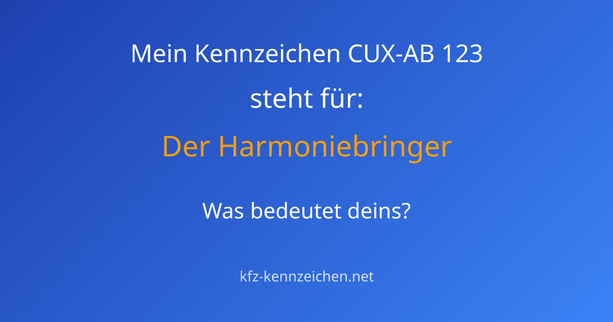 Numerologie-Analyse für Kennzeichen CUX-AB 123