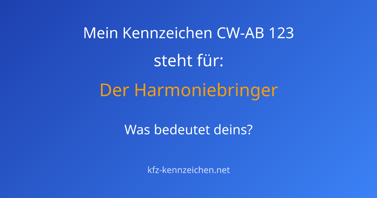 Numerologie-Analyse für Kennzeichen CW-AB 123
