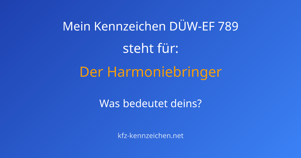 Numerologie-Analyse für Kennzeichen DÜW-EF 789