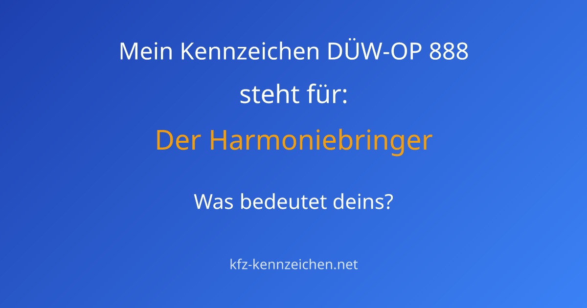 Numerologie-Analyse für Kennzeichen DÜW-OP 888