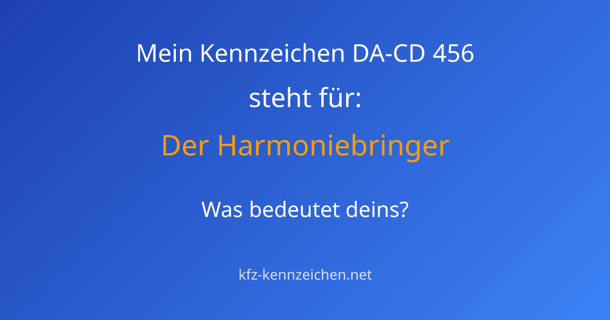 Numerologie-Analyse für Kennzeichen DA-CD 456