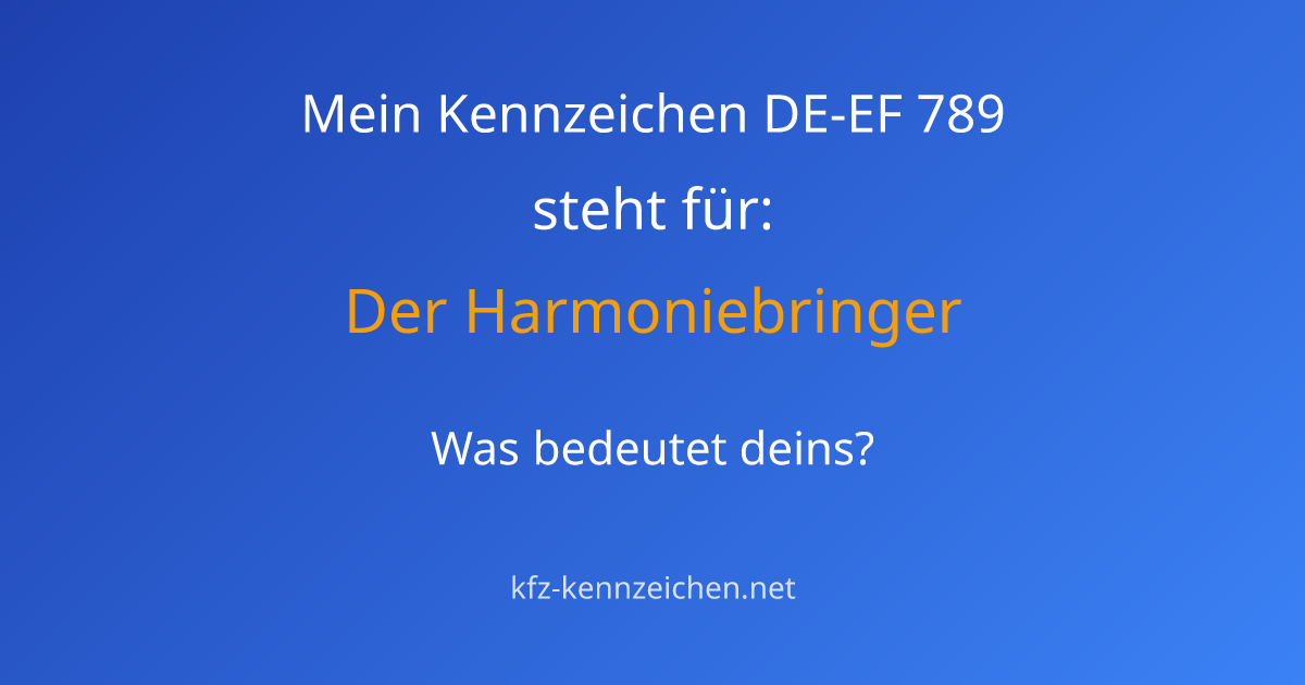 Numerologie-Analyse für Kennzeichen DE-EF 789
