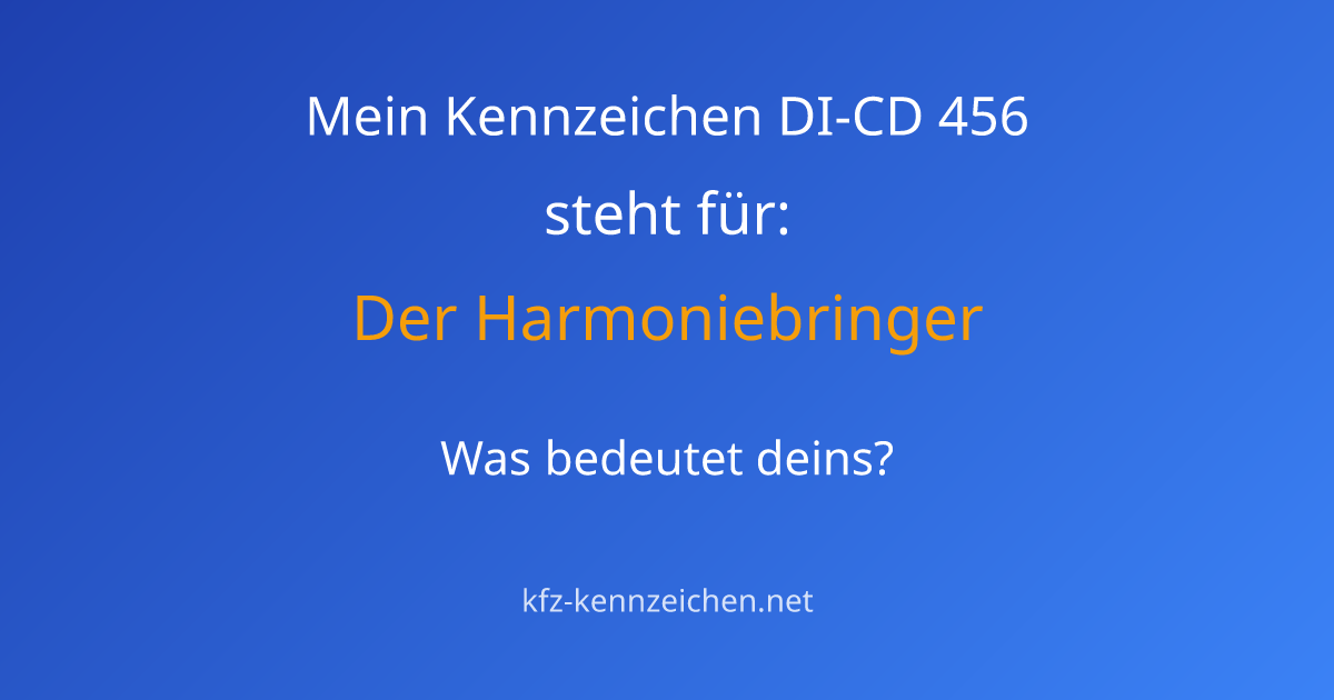 Numerologie-Analyse für Kennzeichen DI-CD 456