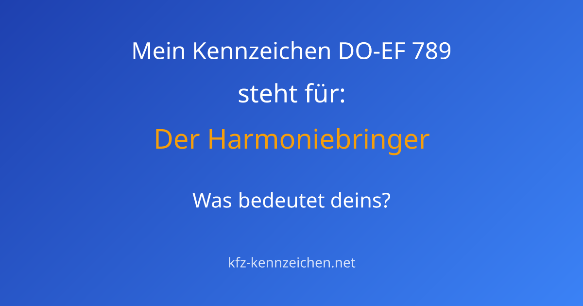 Numerologie-Analyse für Kennzeichen DO-EF 789
