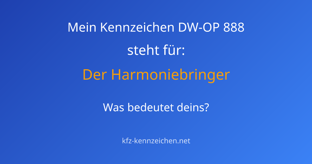 Numerologie-Analyse für Kennzeichen DW-OP 888