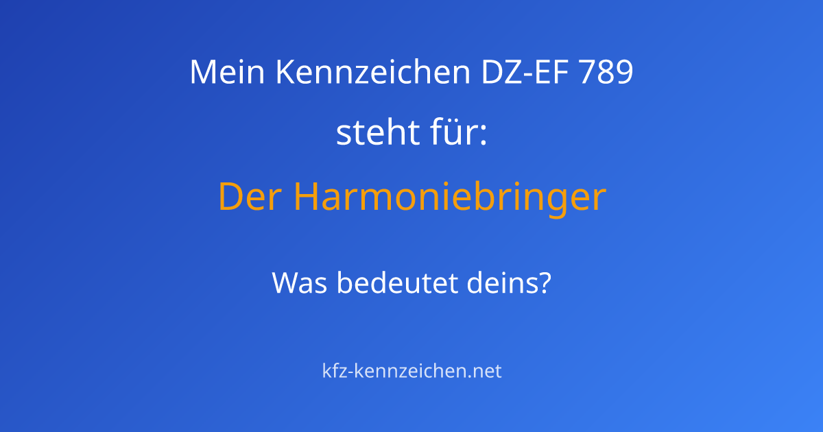 Numerologie-Analyse für Kennzeichen DZ-EF 789