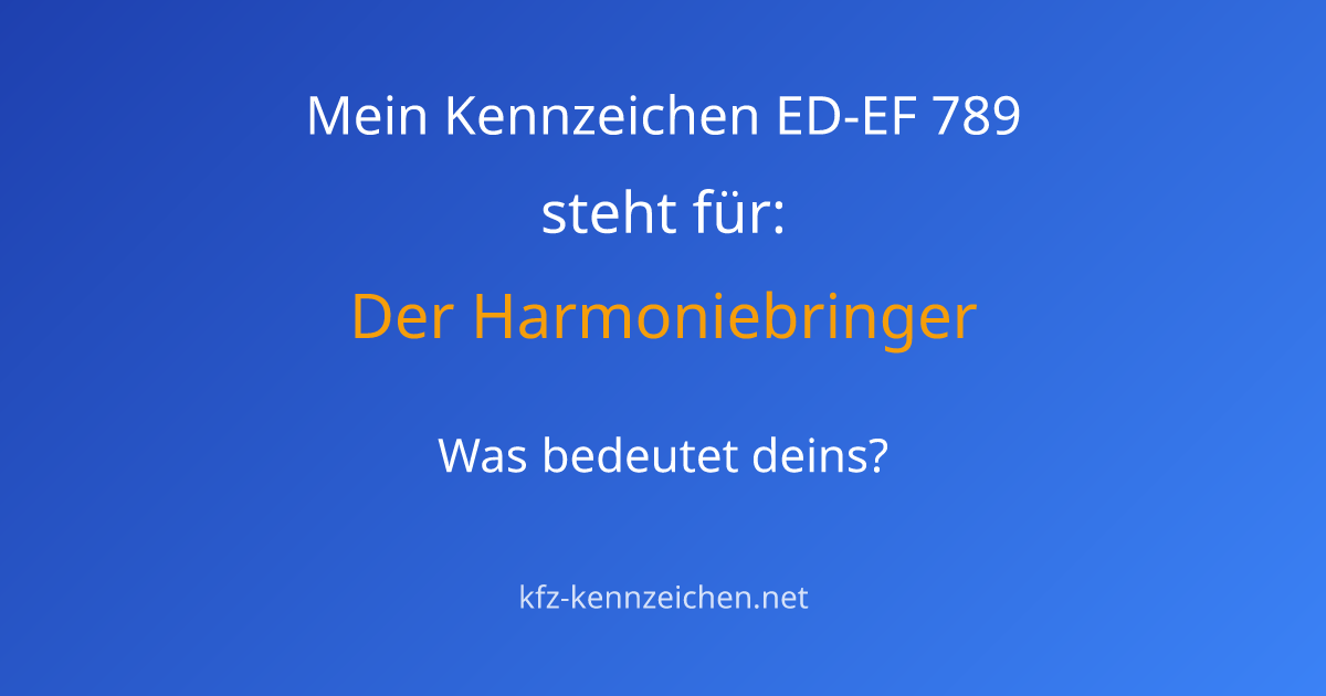 Numerologie-Analyse für Kennzeichen ED-EF 789