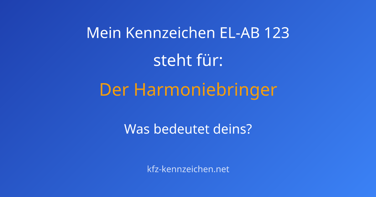 Numerologie-Analyse für Kennzeichen EL-AB 123