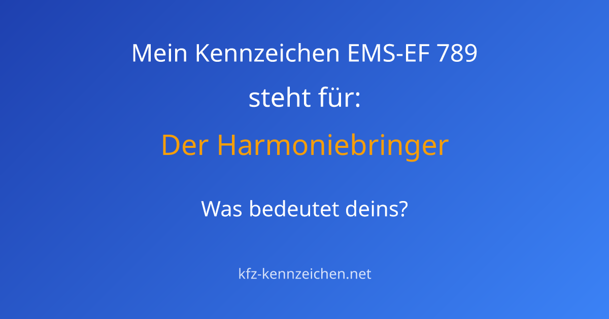 Numerologie-Analyse für Kennzeichen EMS-EF 789